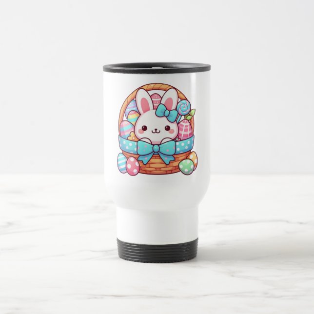 Cute, Easter bunny bakset Travel Mug (Center)