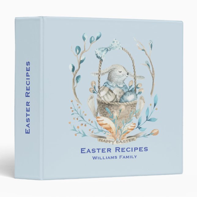 Cute Easter Bunny Basket Spring Flowers Binder (Front/Spine)