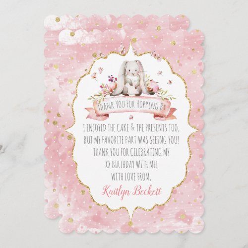 Cute Easter Bunny Birthday Thank You Card