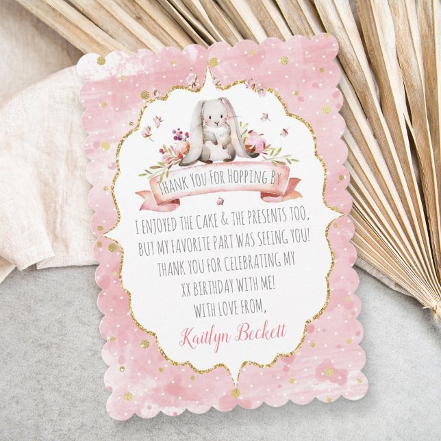 Cute Easter Bunny Birthday Thank You Card (Creator Uploaded)