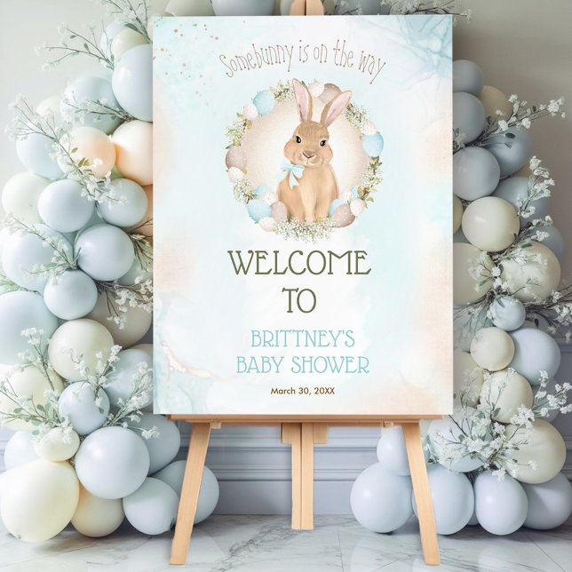 Cute Easter Bunny Blue Boy Baby Shower Welcome Foam Board (Cute Easter Bunny Blue Boy Baby Shower Welcome Foam Board)