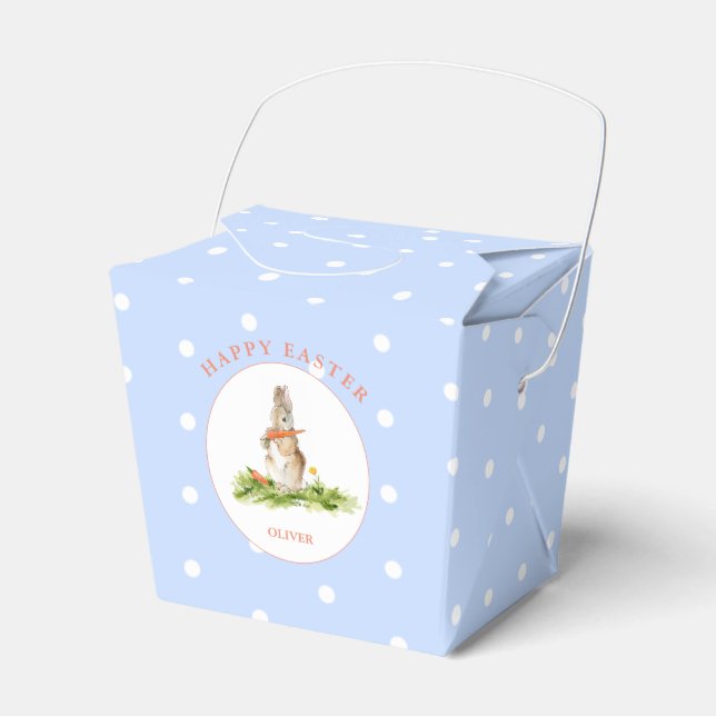 Cute Easter bunny blue Easter gift Favor Boxes (Front Side)