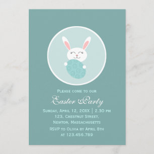 Cute Easter Bunny (Blue) Invitation