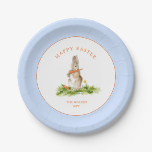 Cute Easter Bunny Blue & White Paper Plates