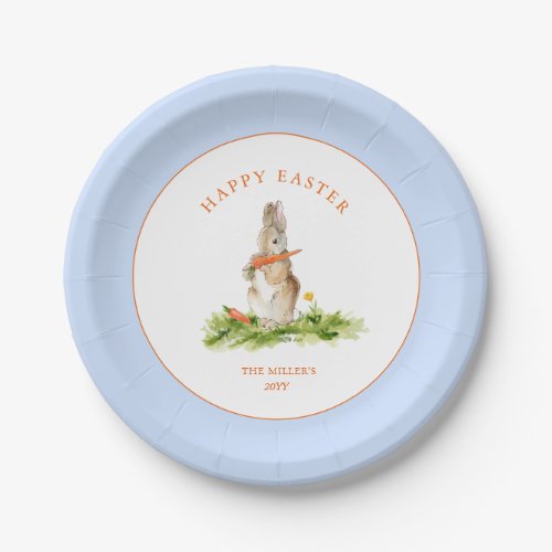 Cute Easter Bunny Blue  White Paper Plates