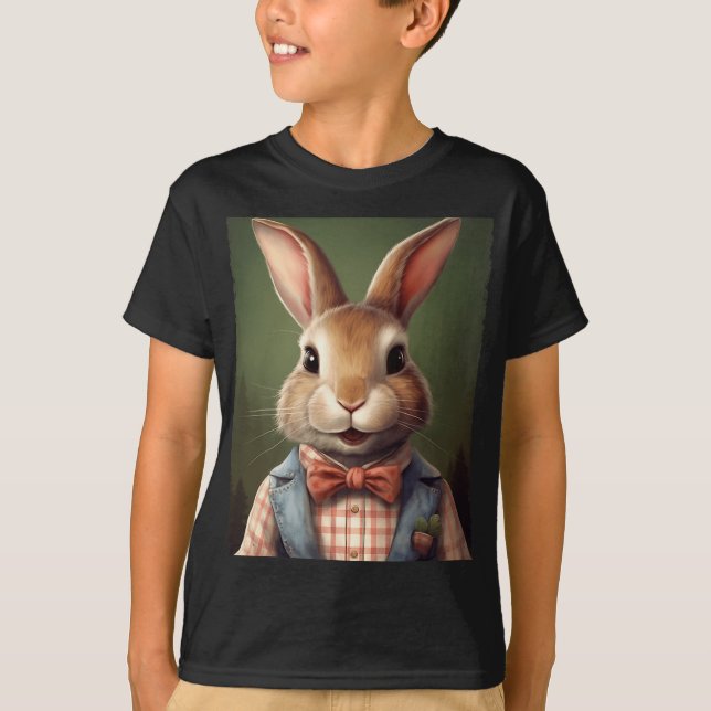 Cute Easter Bunny Bow Tie Rabbit Happy Easter Boys T-Shirt (Front)