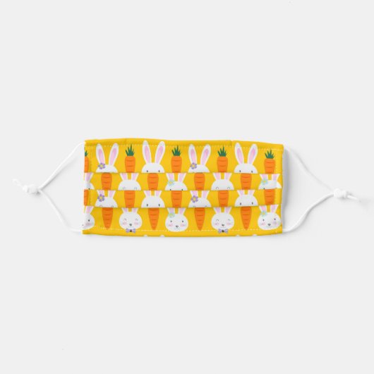 Cute Easter Bunny Carrot Pattern Adult Cloth Face Mask (Front, Folded)