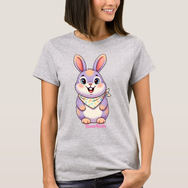 Cute Easter Bunny Cartoon T-Shirt (Front)