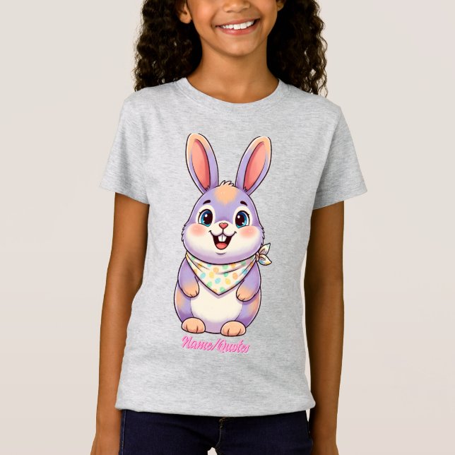 Cute Easter Bunny Cartoon T-Shirt (Front)