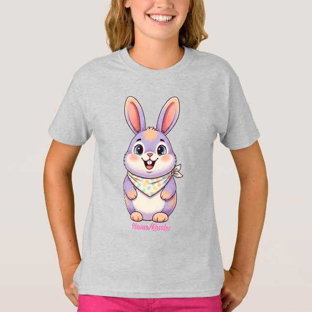 Cute Easter Bunny Cartoon T-Shirt (Front)