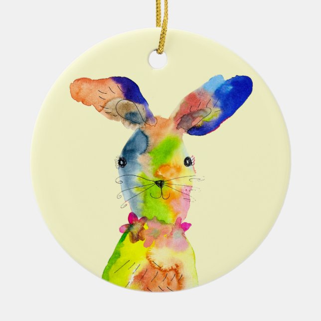 Cute Easter bunny  Ceramic Ornament (Front)
