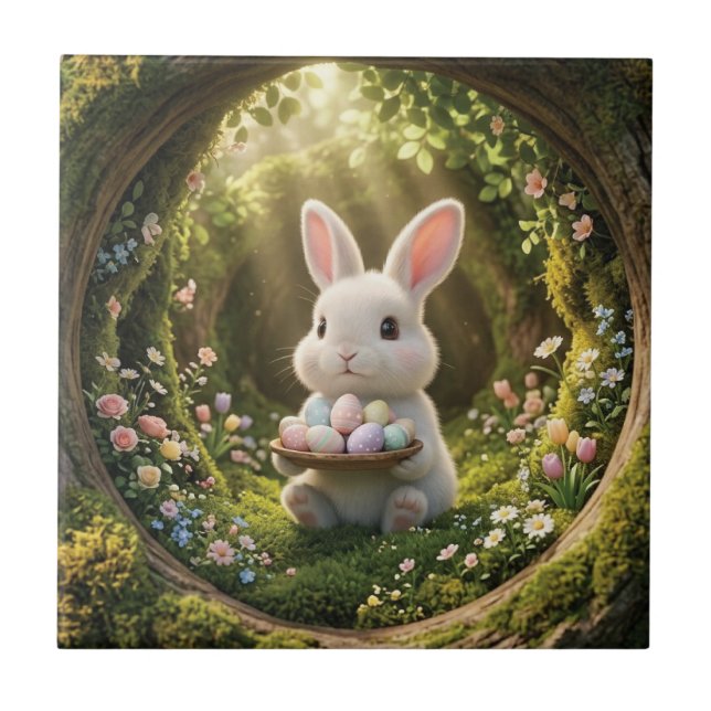 Cute Easter Bunny Ceramic Tile (Front)