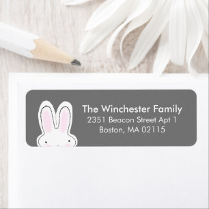 Cute Easter bunny charcoal grey modern fun address Label