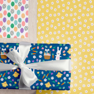 Easter Egg Watercolor Pattern - Yellow Wrapping Paper by