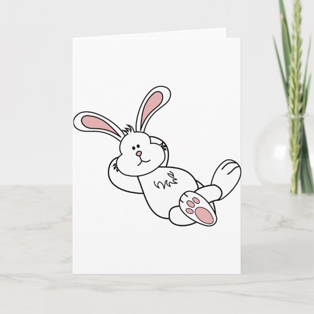 Cute Easter Bunny Chilling out Holiday Card (Front)