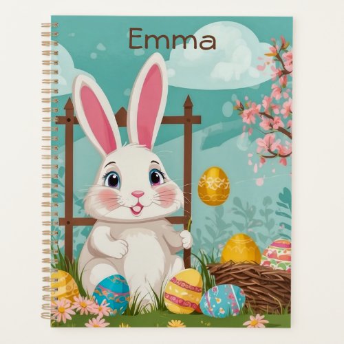 Cute Easter Bunny Colorful Personalize Illustratio Planner