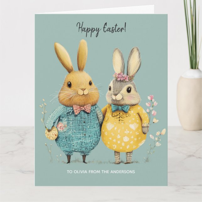 Cute Easter bunny couple  Card (Front)