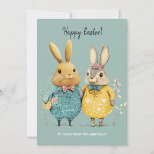 Cute Easter bunny couple  Holiday Card