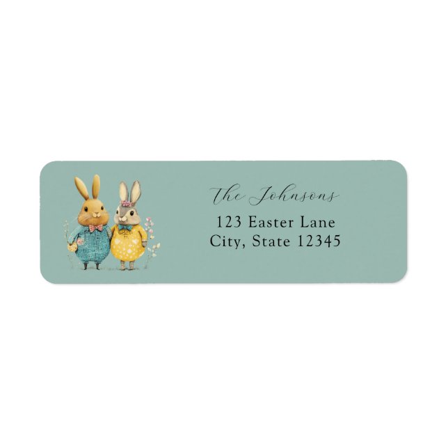 Cute Easter bunny couple Label (Front)