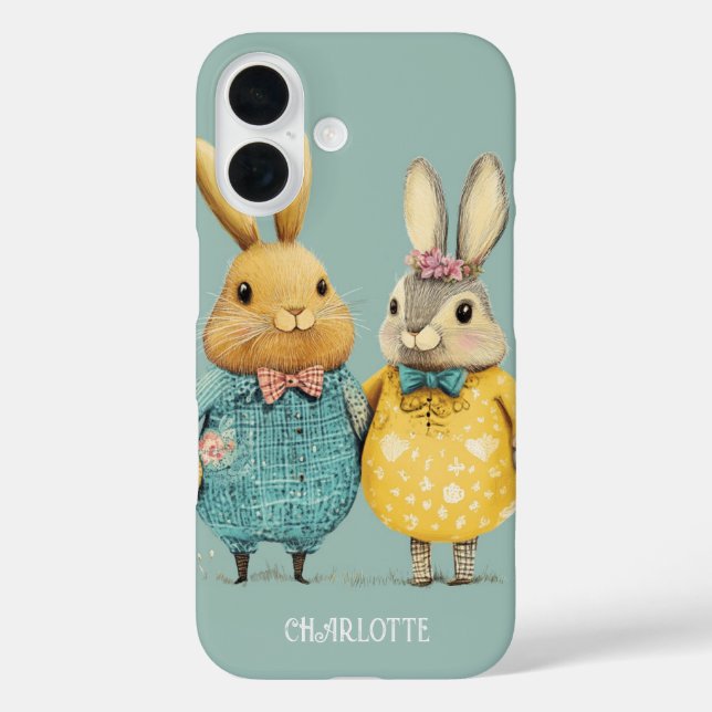 Cute Easter bunny couple personalised Case-Mate iPhone Case (Back)