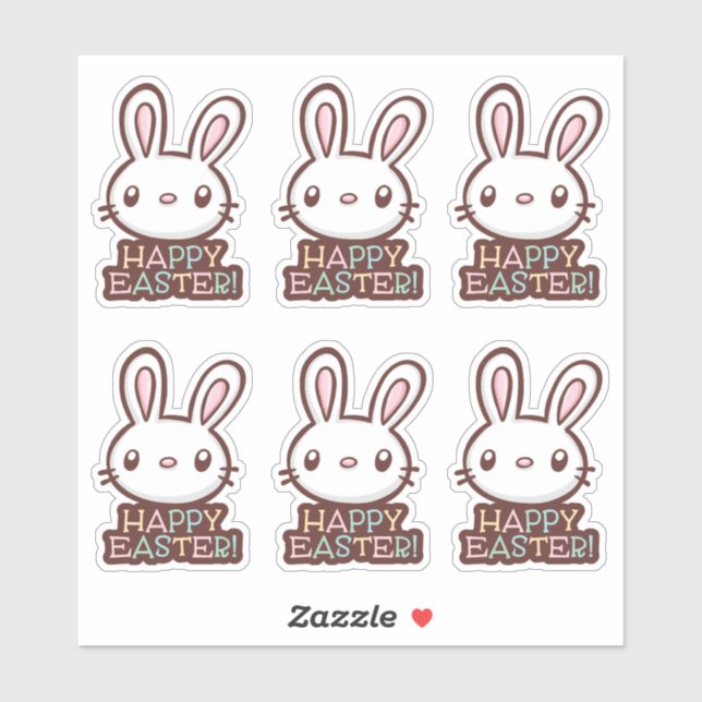 Cute Easter Bunny Custom-Cut Vinyl Sticker (Sheet)