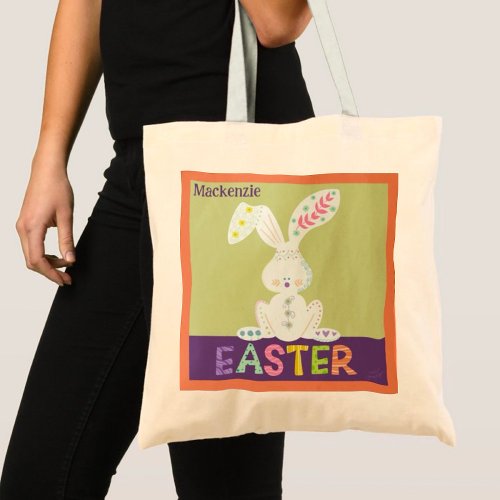 Cute Easter Bunny Custom Name Fun Inspirivity Tote Bag