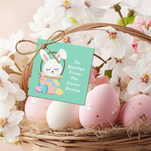 Cute Easter Bunny Custom Pastel Green Party Favor Tags