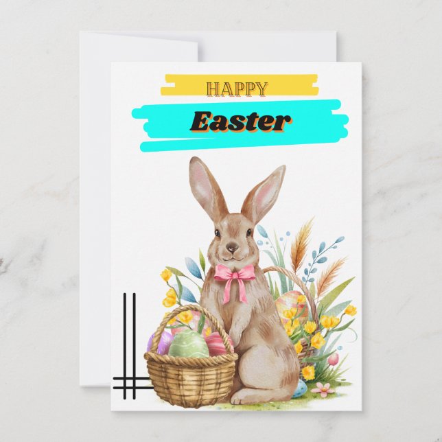 Cute Easter Bunny Customizable Card  (Front)