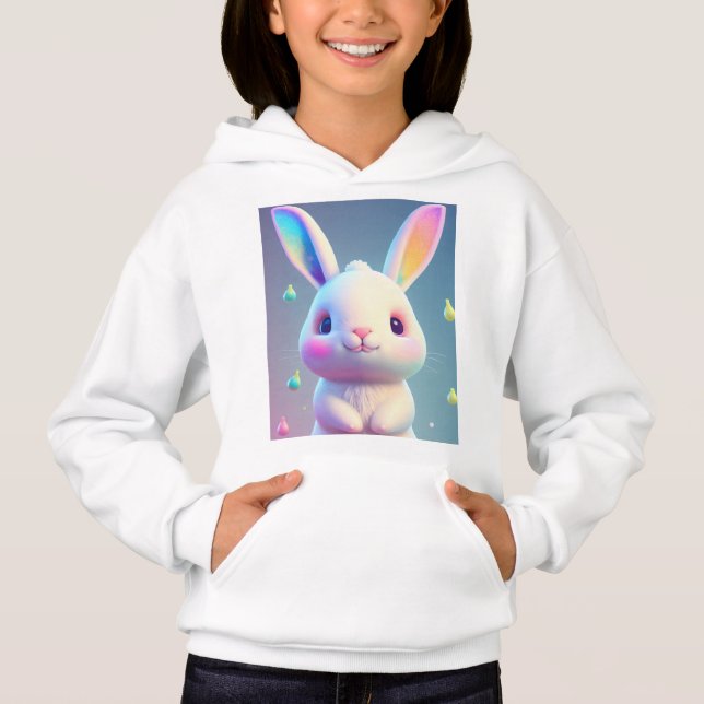 Cute Easter Bunny Design in Pastel Colors Hoodies (Front)