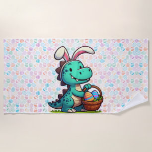 Cute, Easter bunny dinosaur Beach Towel