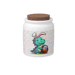 Cute, Easter bunny dinosaur Candy Jar