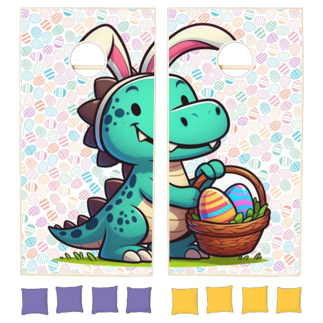 Cute, Easter bunny dinosaur Cornhole Set (Set)
