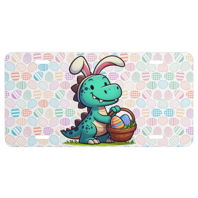 Cute, Easter bunny dinosaur License Plate (Front)