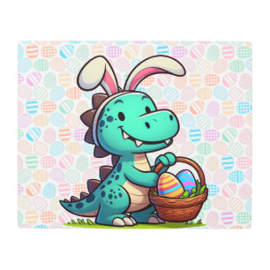 Cute, Easter bunny dinosaur Metal Print