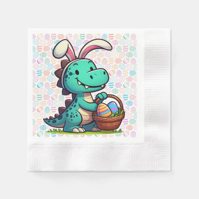 Cute, Easter bunny dinosaur Napkins (Front)