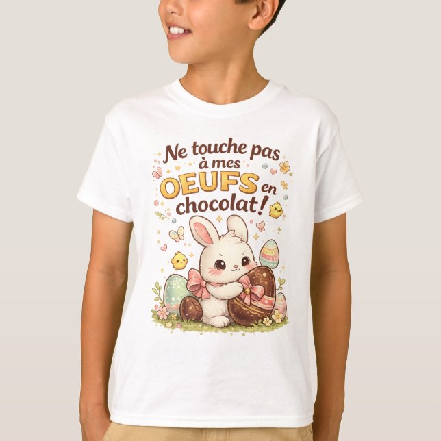Cute Easter Bunny - Don't Touch My Eggs T-Shirt (Front)