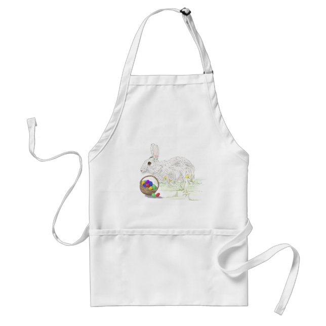 Cute Easter Bunny Drawing Adult Apron (Front)