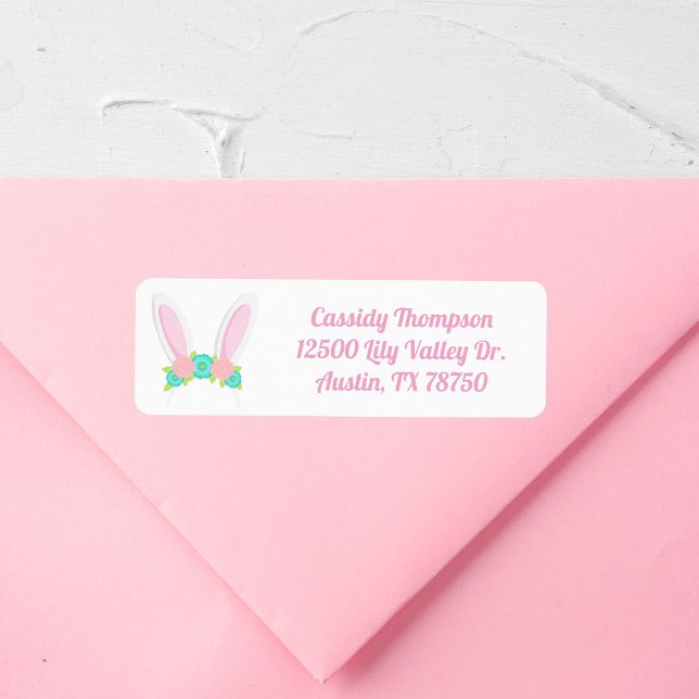 Cute Easter Bunny Ears Pink Return Address Label (Creator Uploaded)