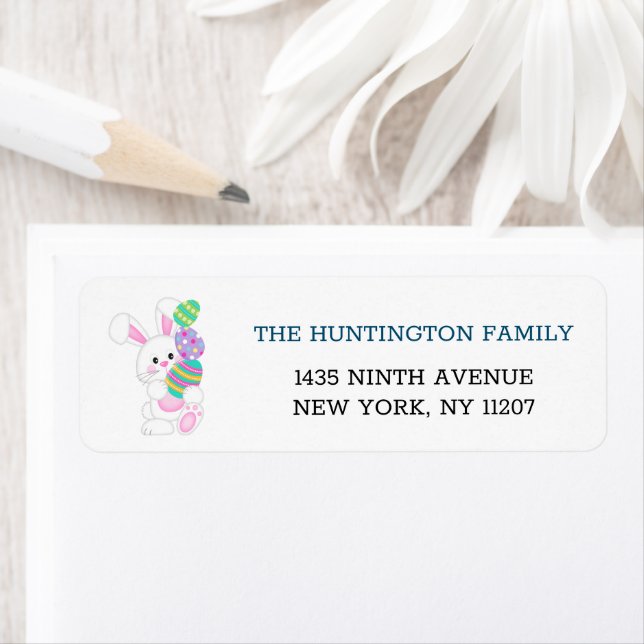 Cute Easter Bunny Easter Egg Return Address Label (Insitu)