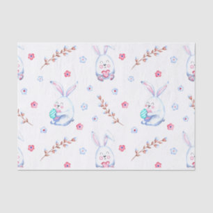 Cute Easter Bunny, Easter Eggs and Flowers Tissue Paper