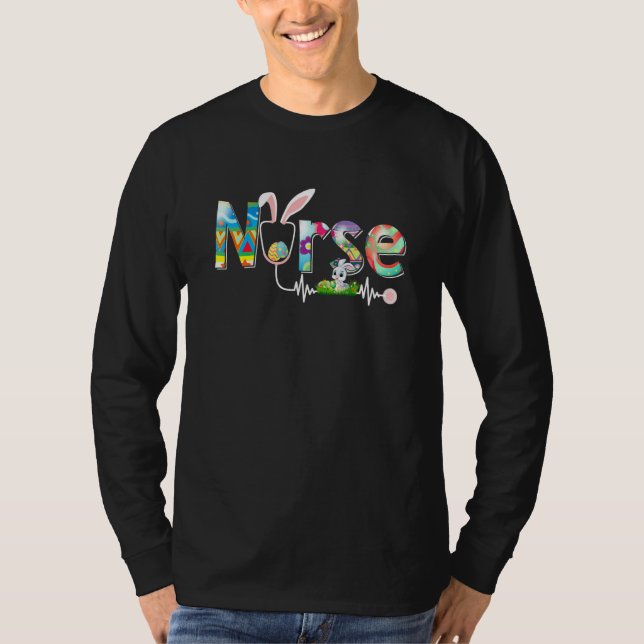 Cute Easter Bunny Easter Nurse Fun Easter For Men  T-Shirt (Front)