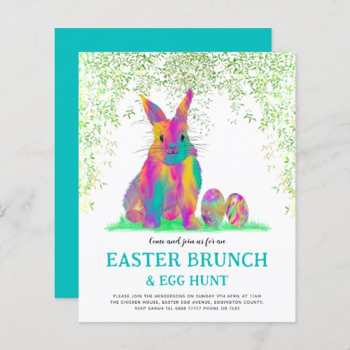 Cute Easter Bunny Egg Hunt and Brunch Teal 