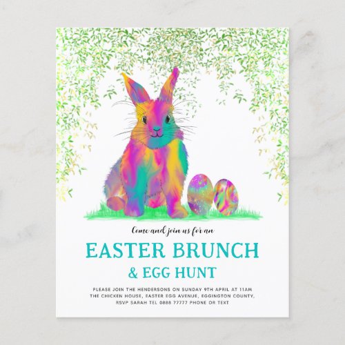 Cute Easter Bunny Egg Hunt and Brunch Teal  Flyer