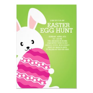 Cute Easter Bunny Egg Hunt Easter Party Invitation
