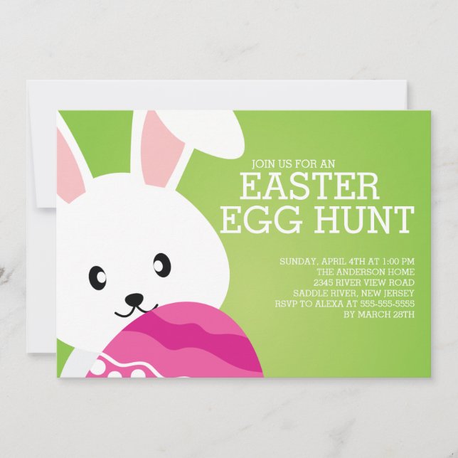 Cute Easter Bunny Egg Hunt Easter Party Invitation (Front)