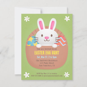 Cute Easter Bunny Egg Hunt Party Invitations