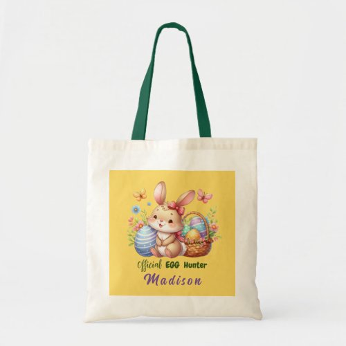 Cute Easter bunny egg hunter personalized Tote Bag