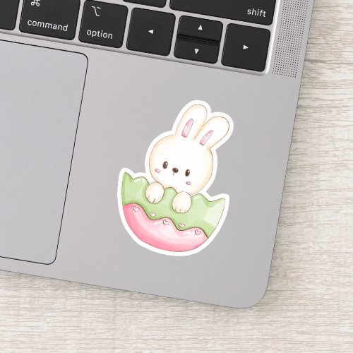 Cute Easter Bunny Egg Pink Green Vinyl Sticker