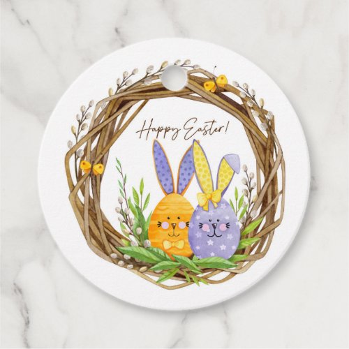 Cute Easter Bunny Egg Wreath Favor Tags