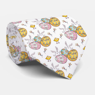 cute Easter bunny eggs Holiday tiled Neck Tie